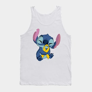 Blue Alien Holding an Awareness Ribbon (Yellow) Tank Top